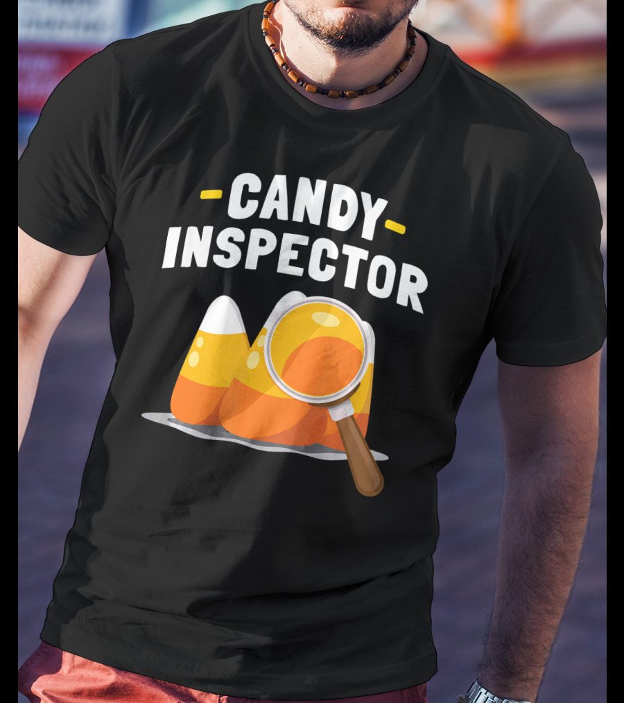 Candy Inspector Halloween Trick Or Treating Candy Corn T-Shirt