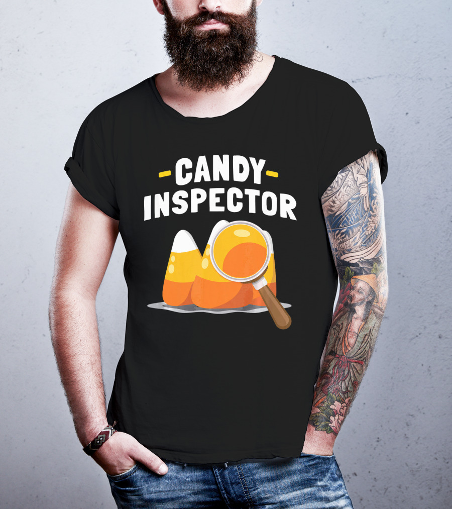 Candy Inspector Halloween Trick Or Treating Candy Corn T-Shirt