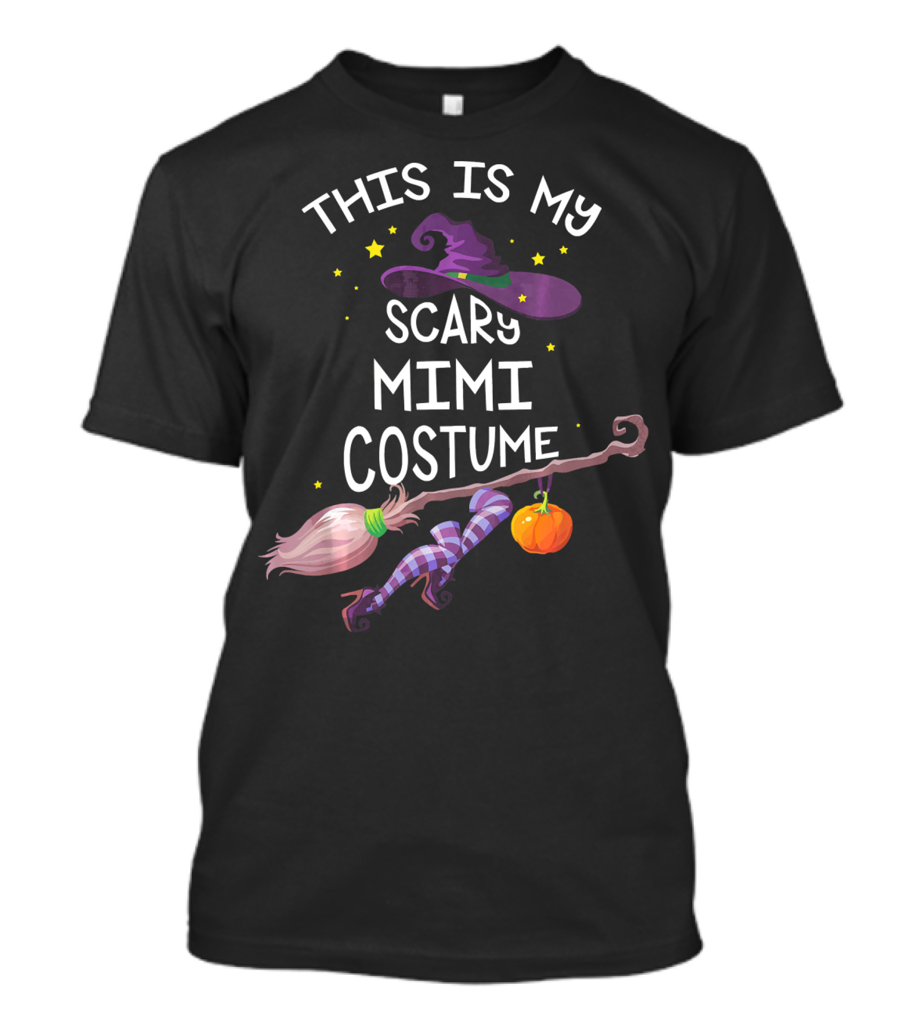 This Is My Scary Mimi Costume With Witch Hat Broom And Pumpkin T-Shirt
