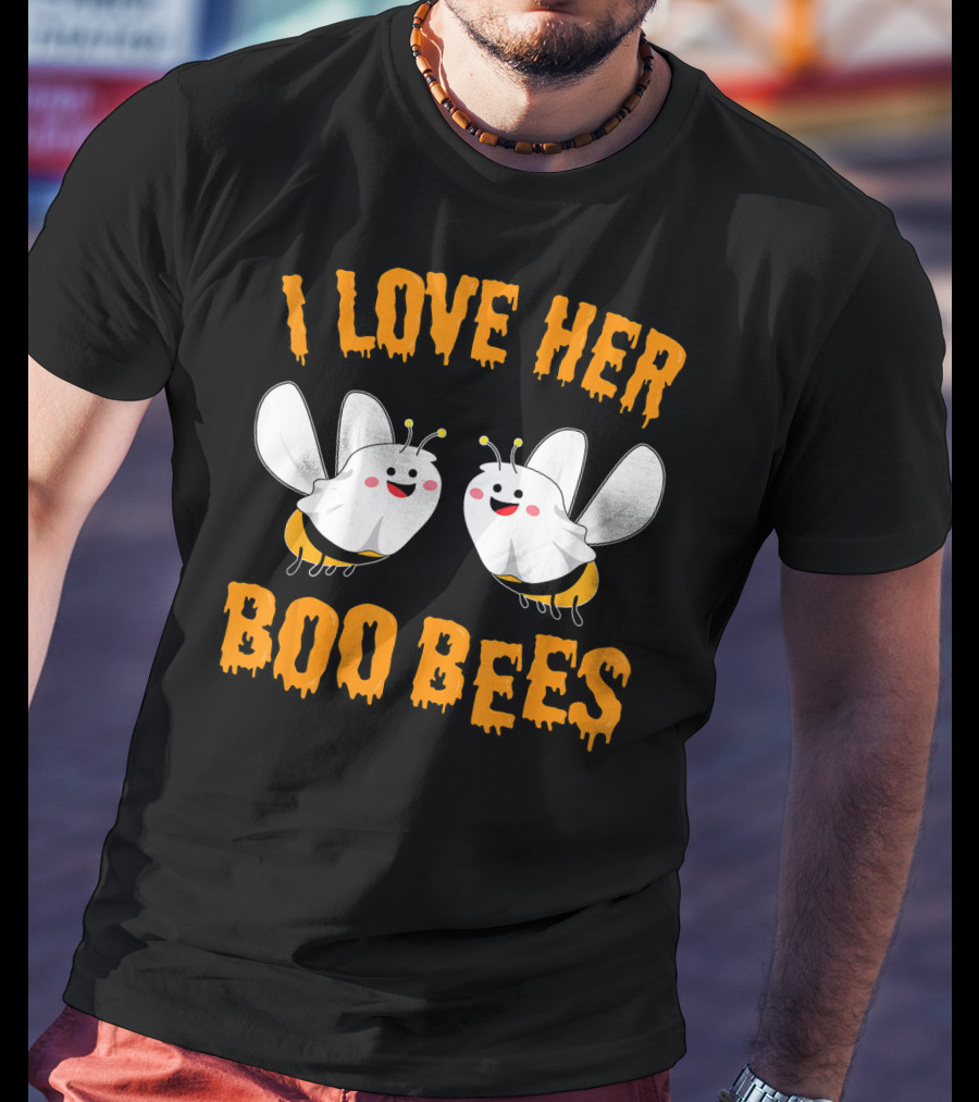 I Love Her Boo Bees Cute Ghost Bees T-Shirt