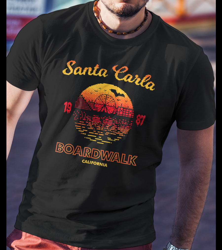 Santa Carla Boardwalk California 1987 Horror Ferris Wheel Sunset T-Shirt