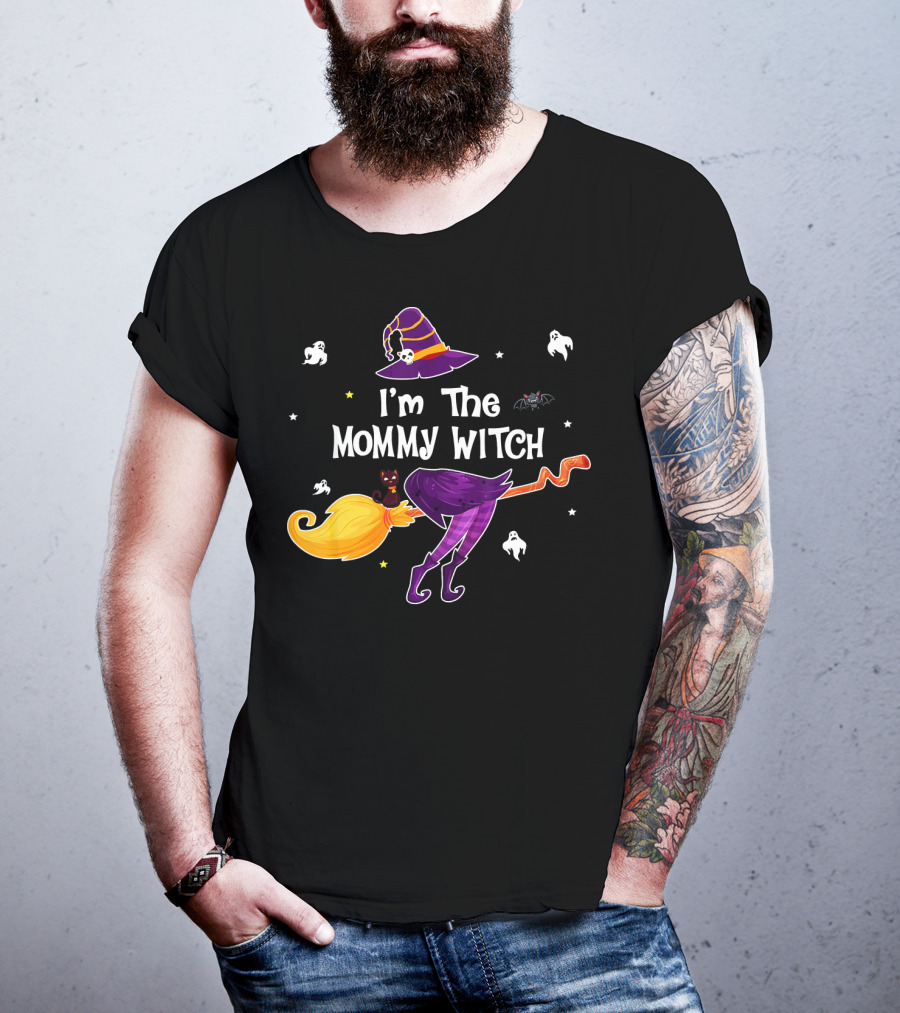 I'm The Mommy Witch With Purple Hat And Ghosts Halloween T-Shirt