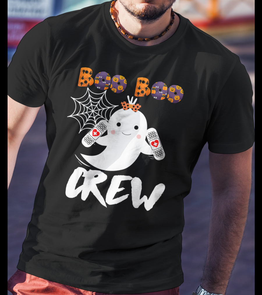Boo Boo Crew Ghost With Bandages And Spider Web T-Shirt
