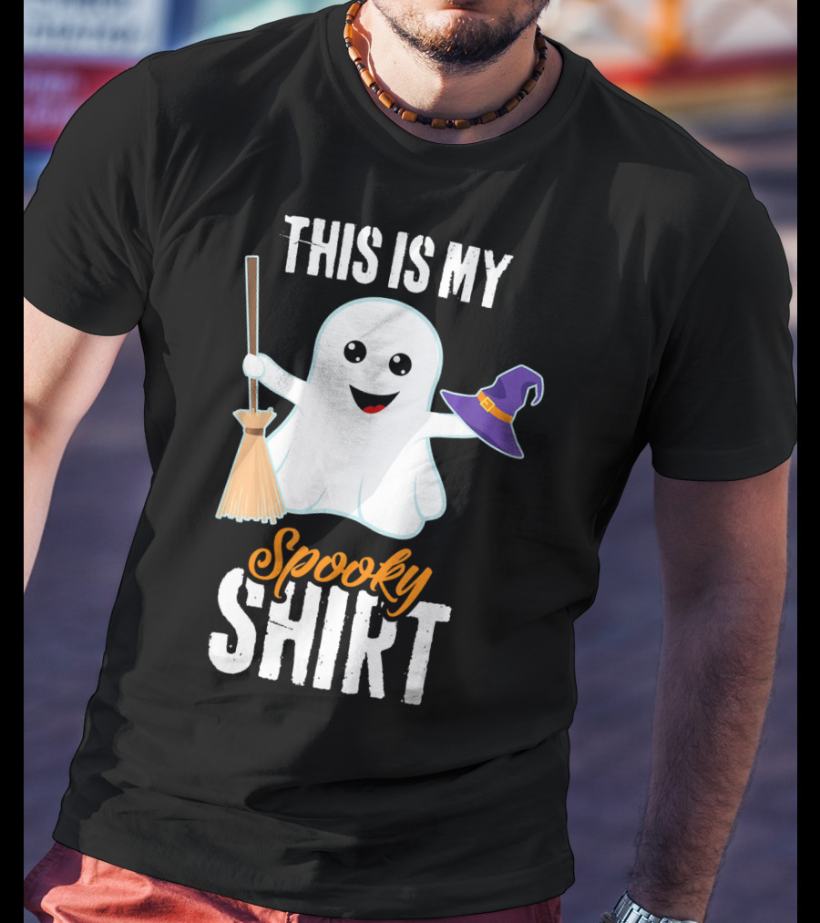 This Is My Spooky Ghost With Witch Hat And Broom T-Shirt