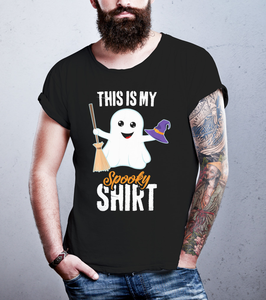 This Is My Spooky Ghost With Witch Hat And Broom T-Shirt