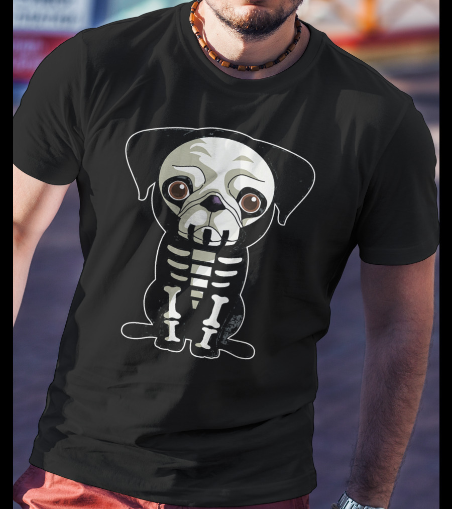Skeleton Pug Halloween Dog Skeleton X-Ray T-Shirt