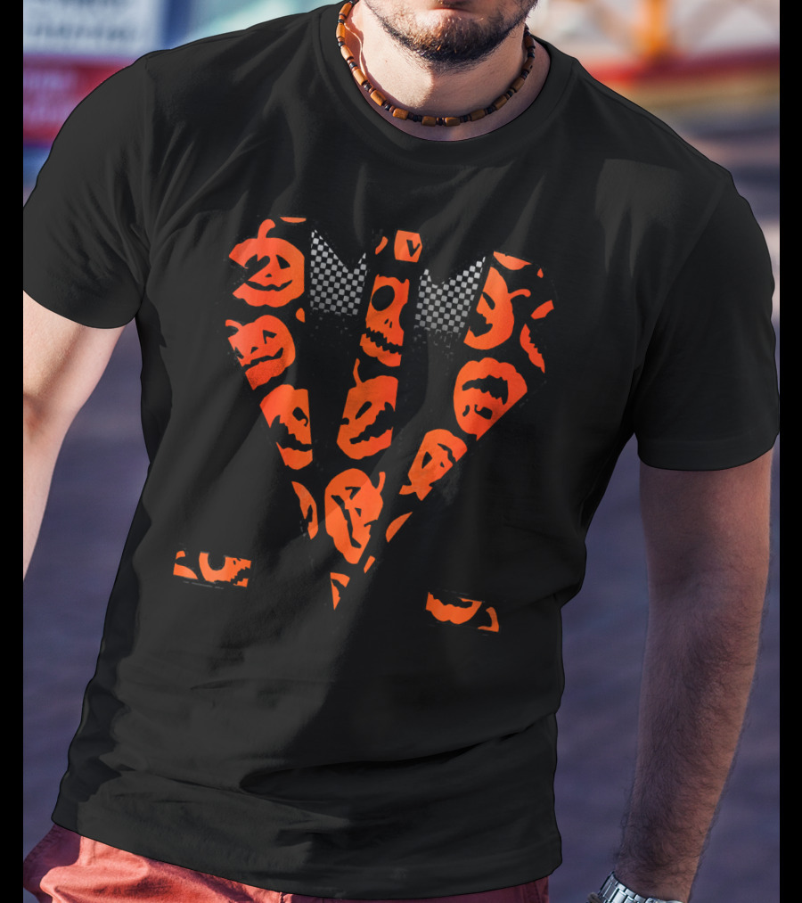 David Pumpkins Tuxedo Pumpkin Pattern Halloween T-Shirt