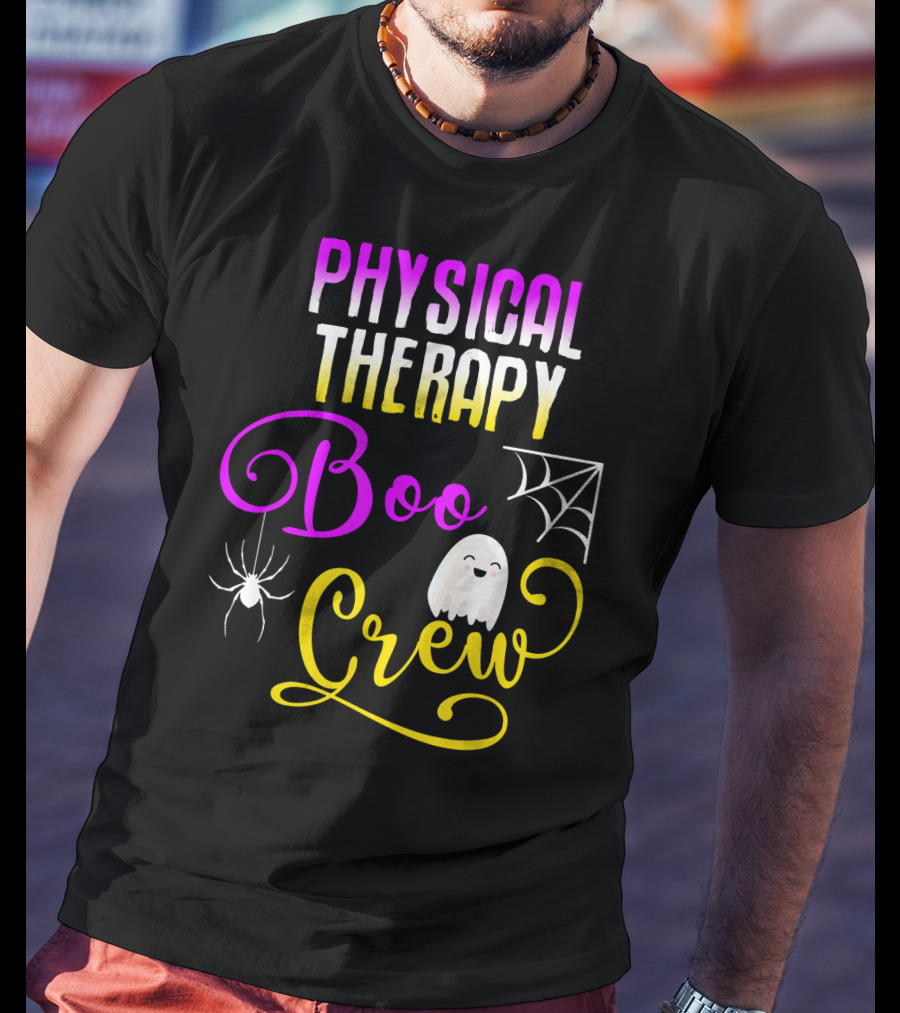 Physical Therapy Boo Crew Halloween Ghost Spider Web T-Shirt