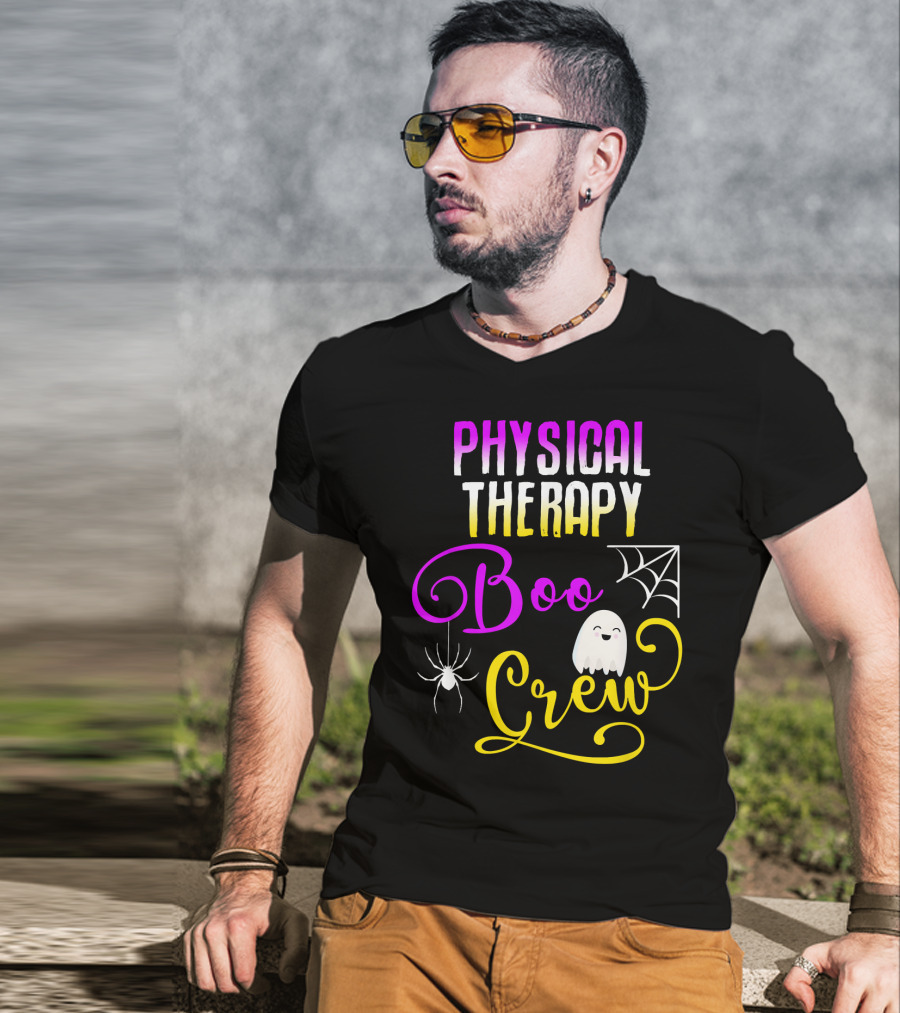 Physical Therapy Boo Crew Halloween Ghost Spider Web T-Shirt