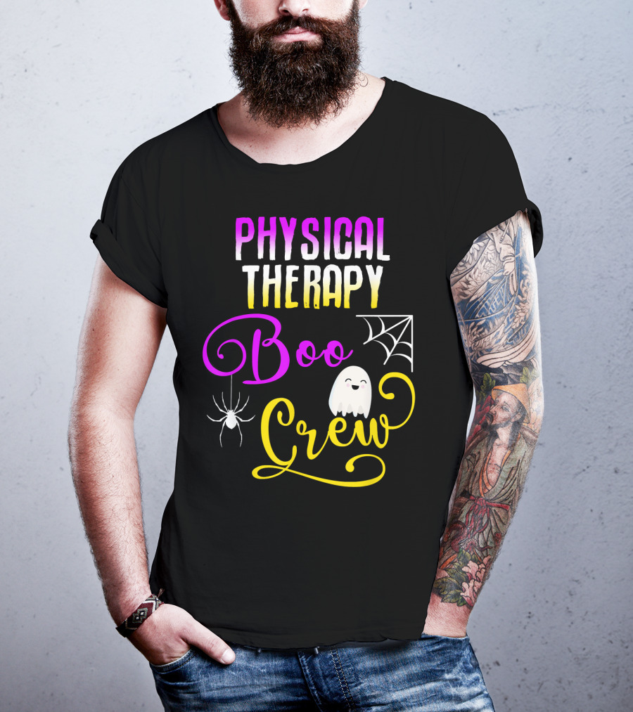 Physical Therapy Boo Crew Halloween Ghost Spider Web T-Shirt