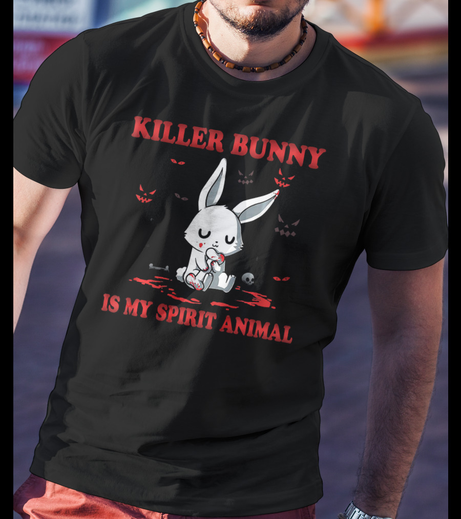 Killer Bunny Is My Spirit Animal With Haunted Eyes And Skull T-Shirt