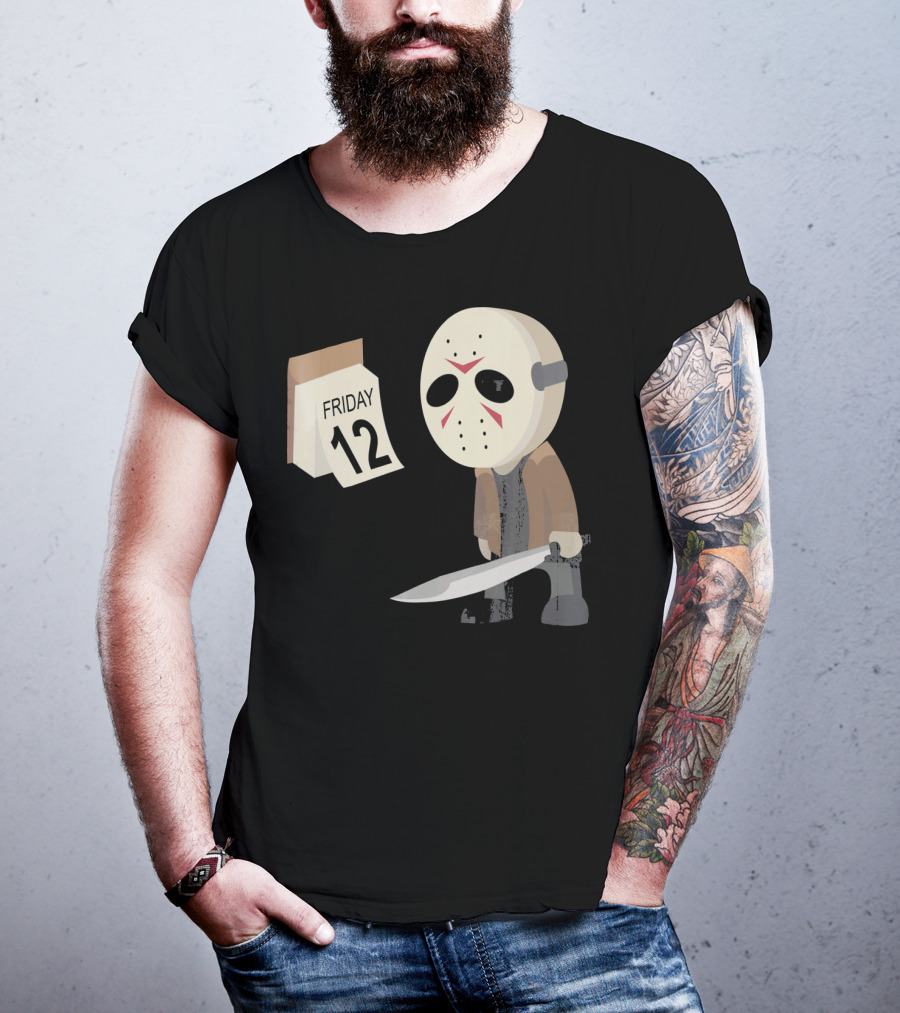 Friday 12th Funny Halloween Horror Graph Calendar Mask Character T-Shirt