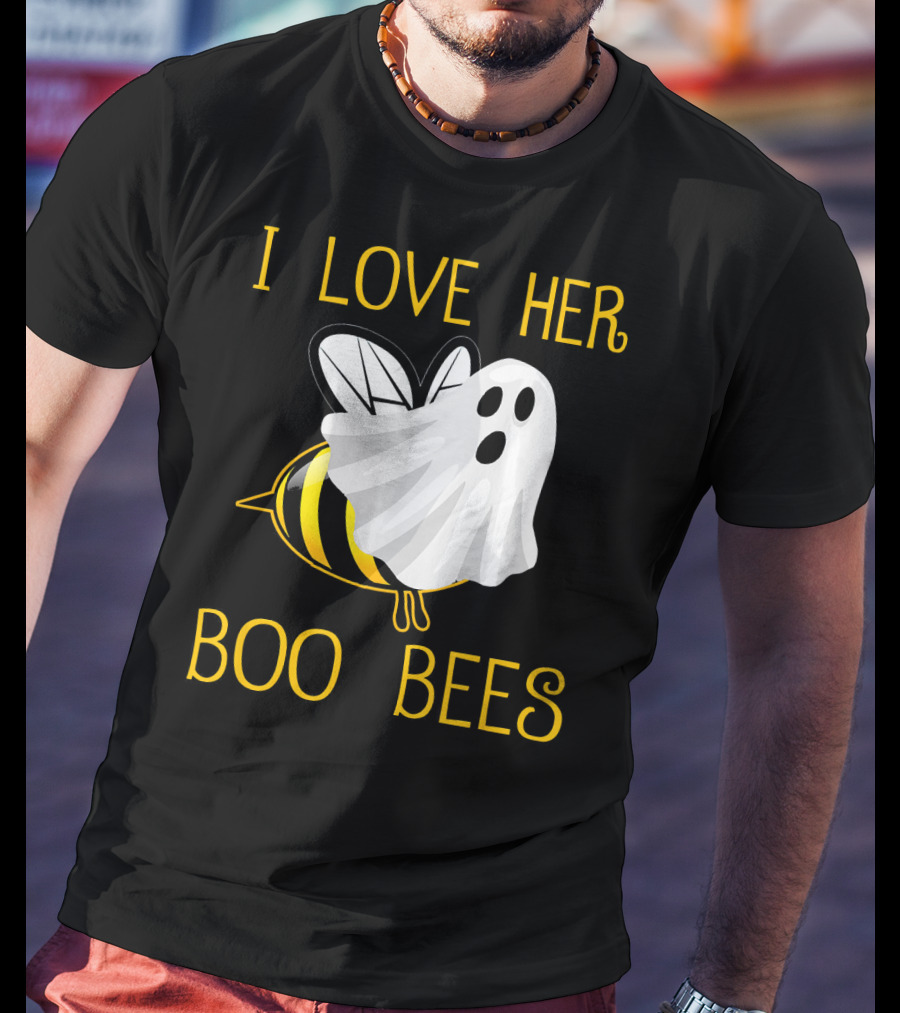 I Love Her Boo Bees Halloween Couple T-Shirt