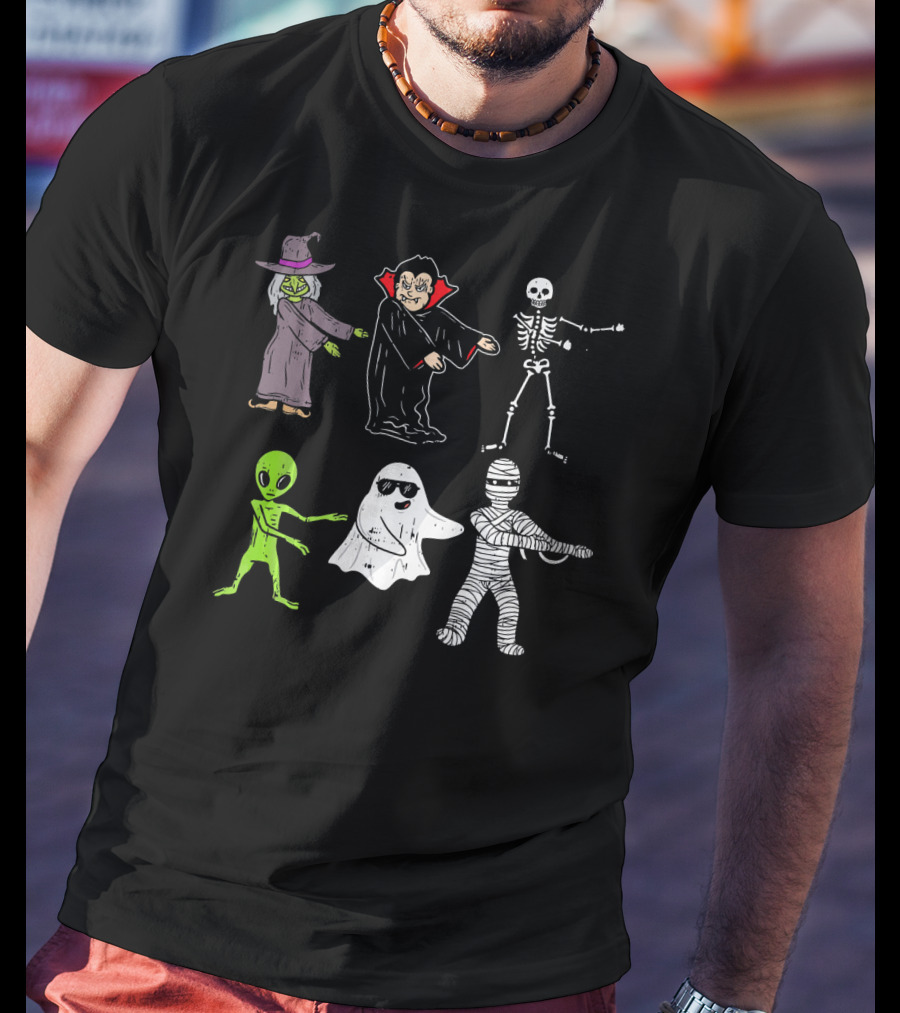 Witch Vampire Skeleton Ghost Alien Mummy Flossing Dance T-Shirt