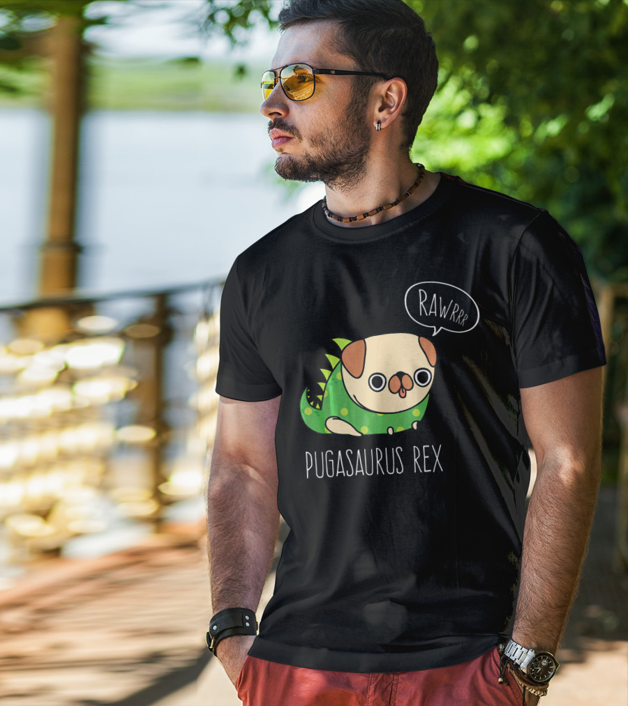 Pugasaurus Rex Rawrrr Pug Halloween Dog Costume T-Shirt