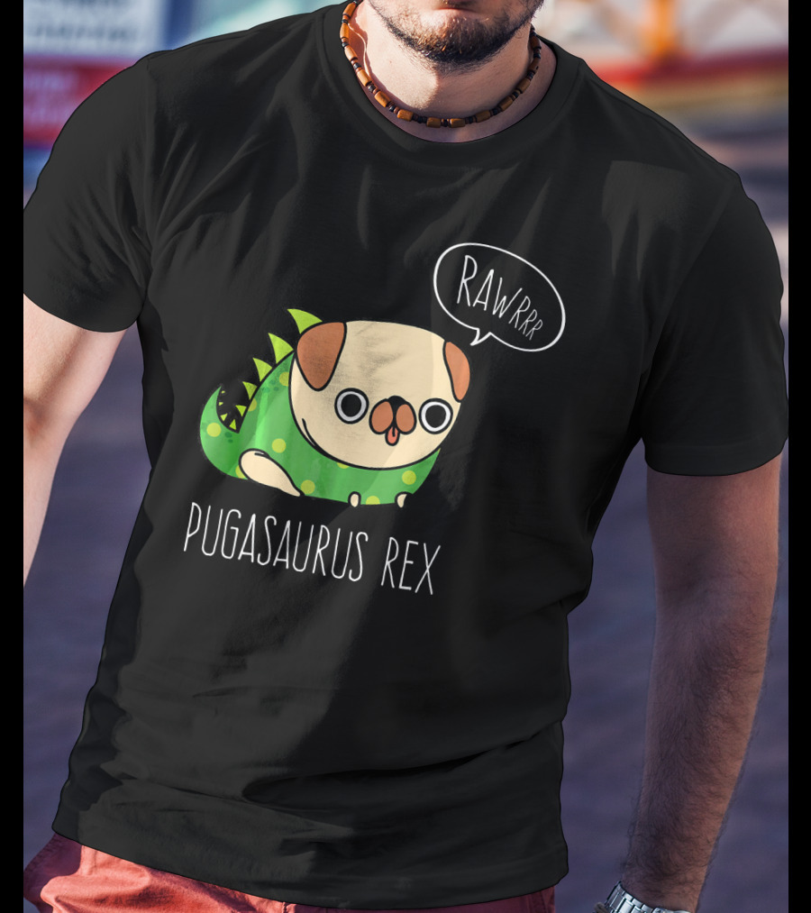 Pugasaurus Rex Rawrrr Pug Halloween Dog Costume T-Shirt