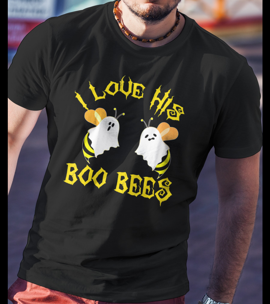 I Love His Boo Bees Ghost Bees Halloween Humor T-Shirt