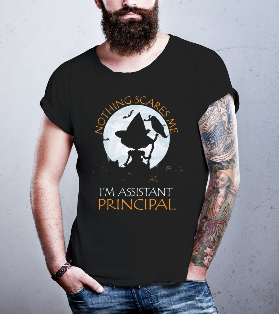 Nothing Scares Me I'm Assistant Principal Witch Moon Ravens T-Shirt