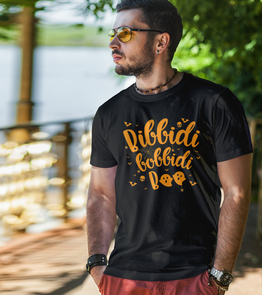 Bibbidi Bobbidi Boo Halloween Ghosts Bats Skulls Webs T-Shirt