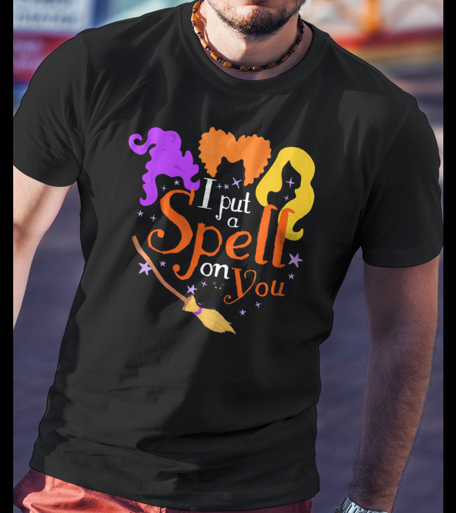 I Put A Spell On You Witch Sisters Magical Broom Hair Trio T-Shirt
