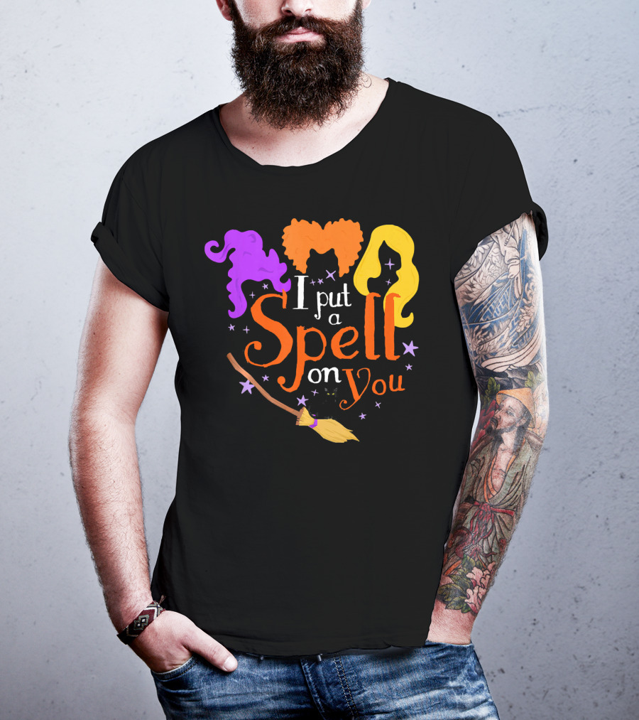 I Put A Spell On You Witch Sisters Magical Broom Hair Trio T-Shirt