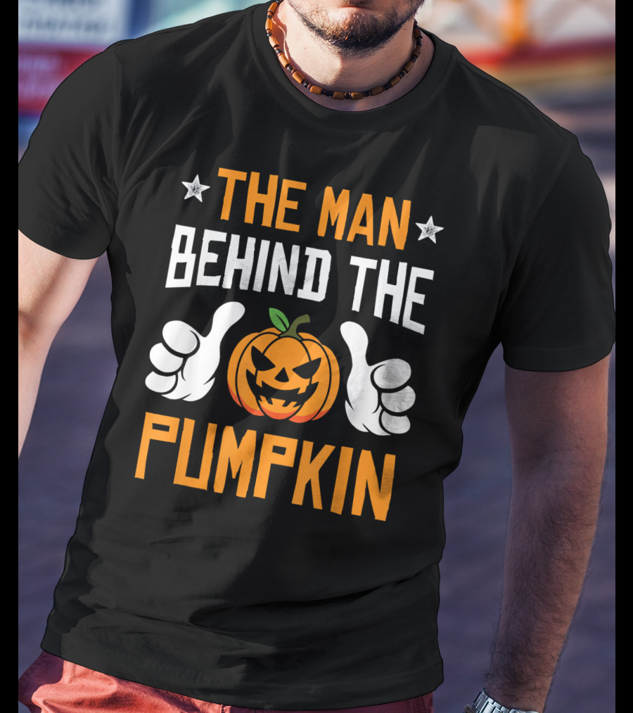 The Man Behind The Pumpkin Halloween Funny Mens T-Shirt
