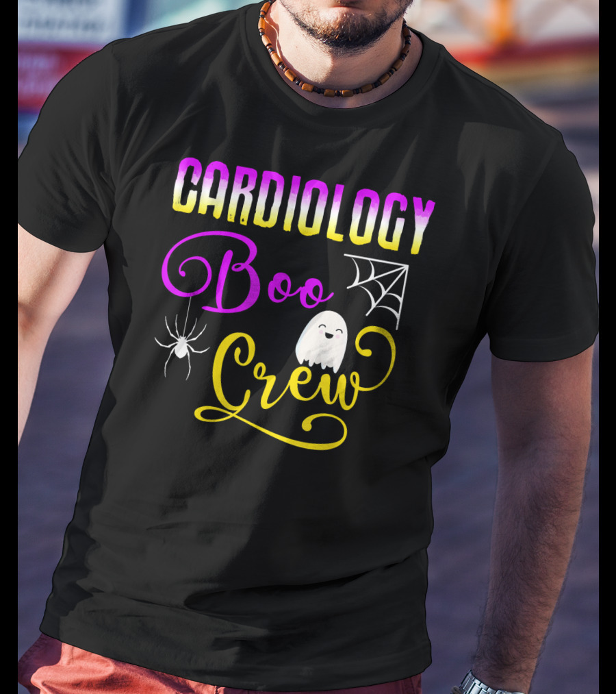 Cardiology Boo Crew Halloween Ghost Spider Web T-Shirt