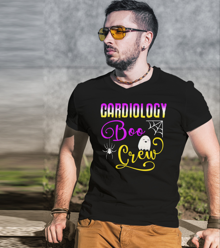 Cardiology Boo Crew Halloween Ghost Spider Web T-Shirt