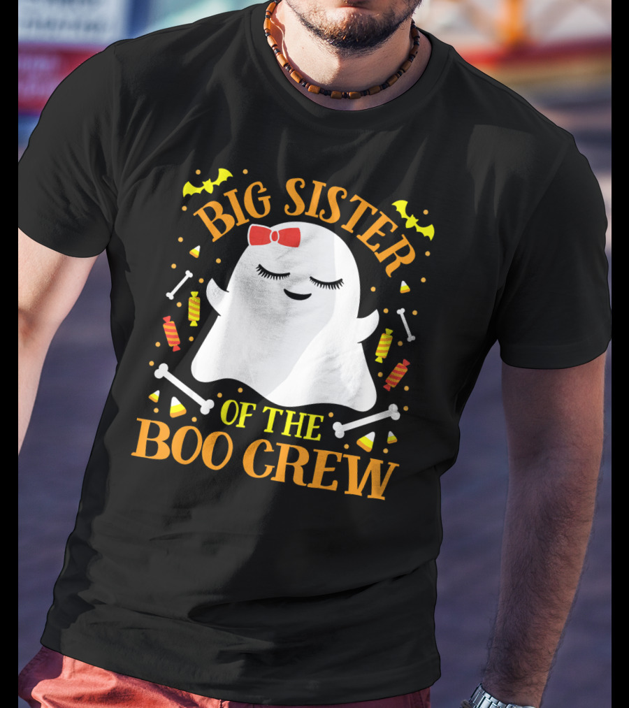 Big Sister Of The Boo Crew Ghost With Candy And Bones T-Shirt