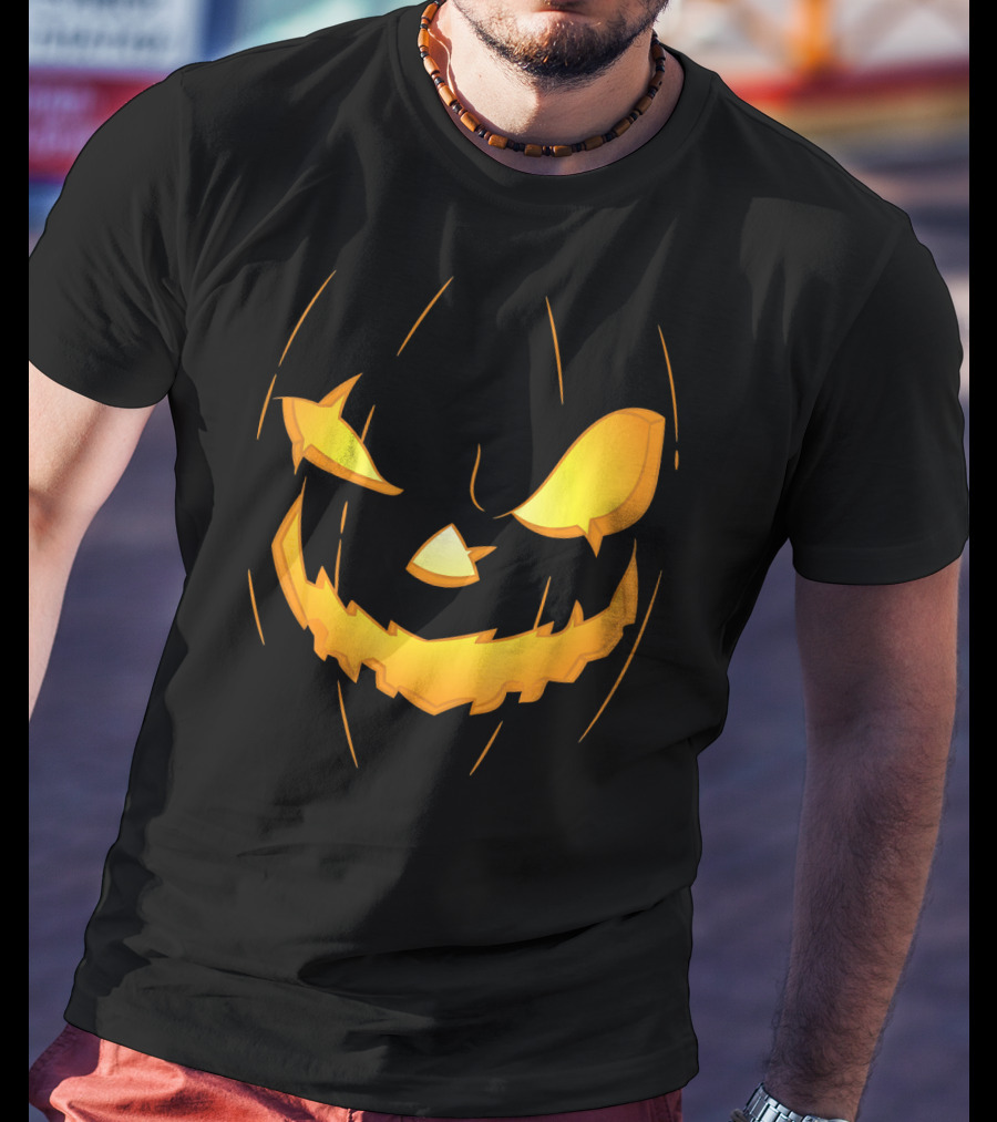 Halloween Pumpkin Jack O Lantern Face Glowing Scary Expression T-Shirt