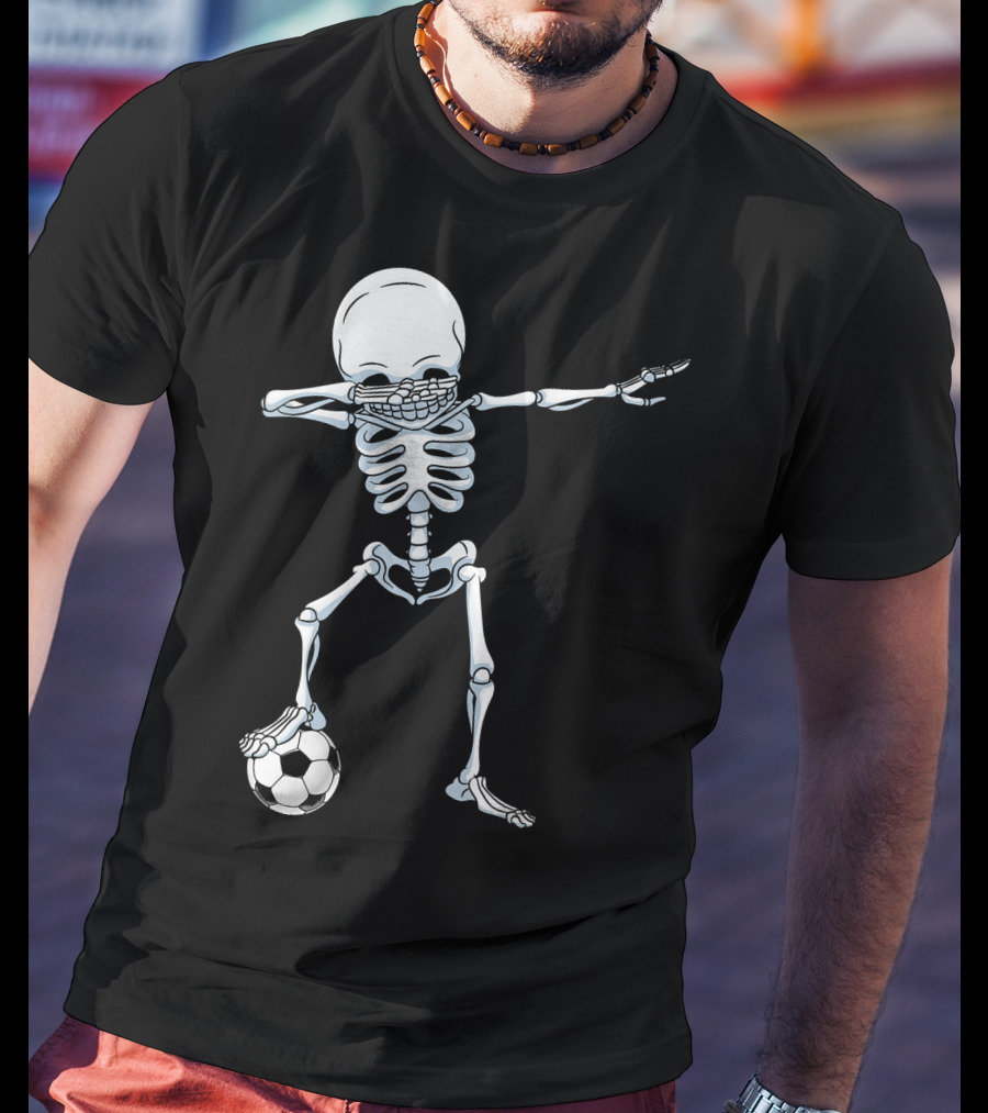 Dabbing Skeleton With Soccer Ball T-Shirt