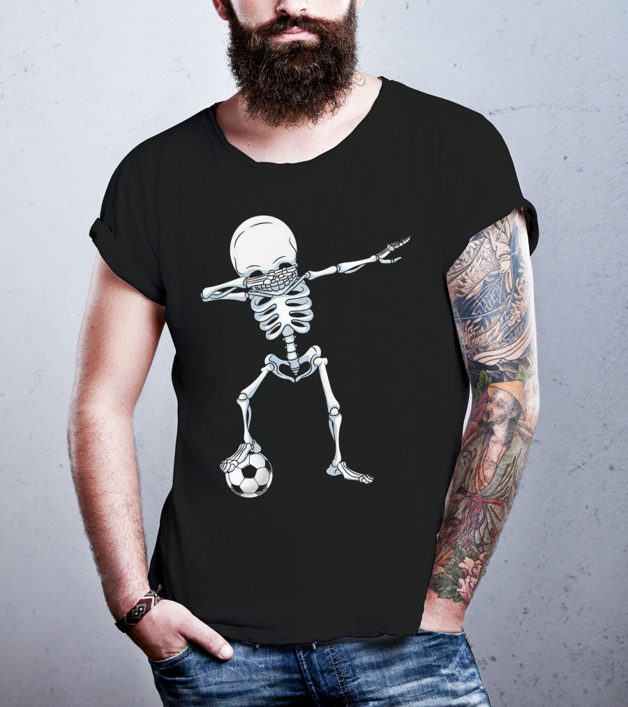 Dabbing Skeleton With Soccer Ball T-Shirt