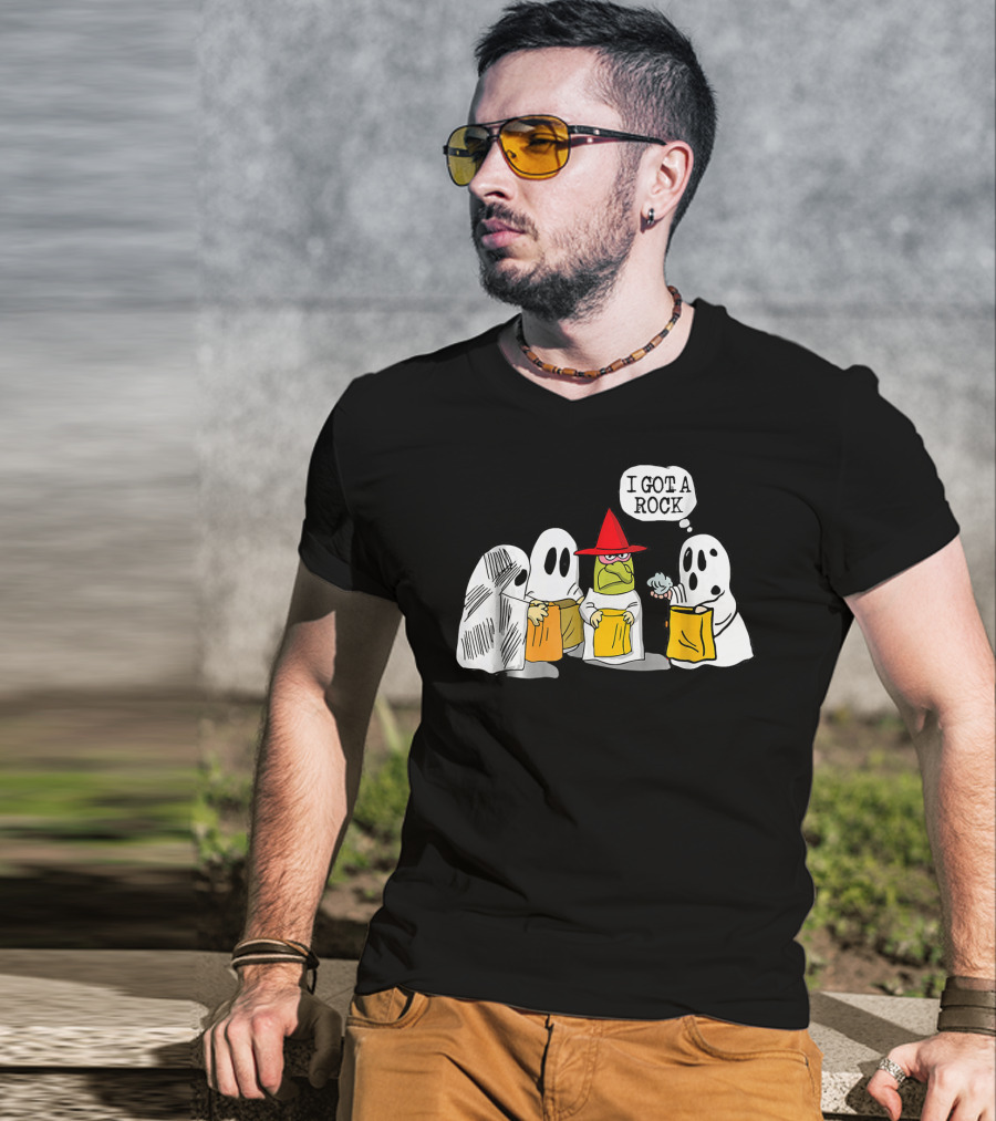 I Got A Rock Funny Trick Or Treat Ghosts And Unamused Witch Hat T-Shirt