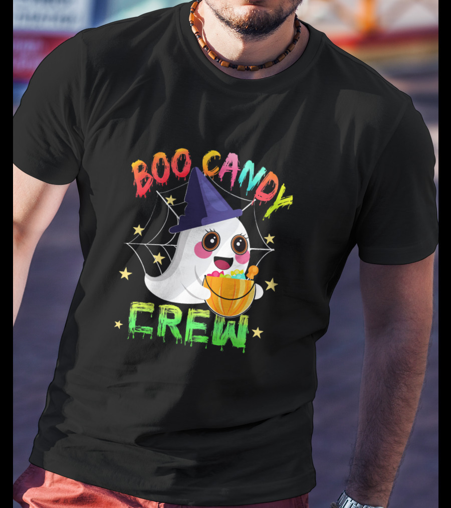 Boo Candy Crew Ghost Halloween Basket Stars Hat T-Shirt