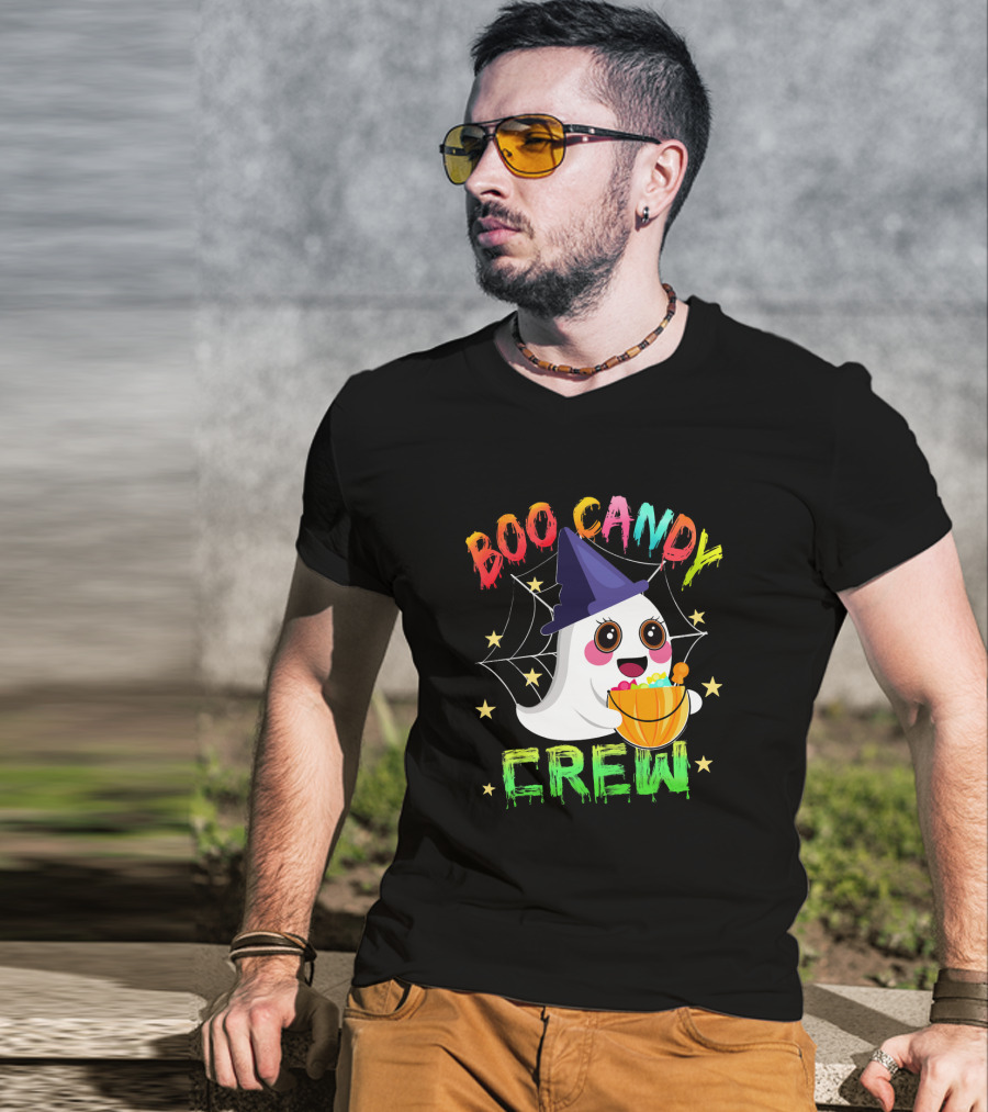 Boo Candy Crew Ghost Halloween Basket Stars Hat T-Shirt