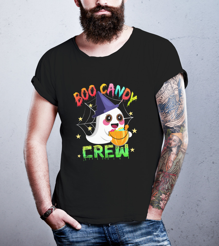 Boo Candy Crew Ghost Halloween Basket Stars Hat T-Shirt