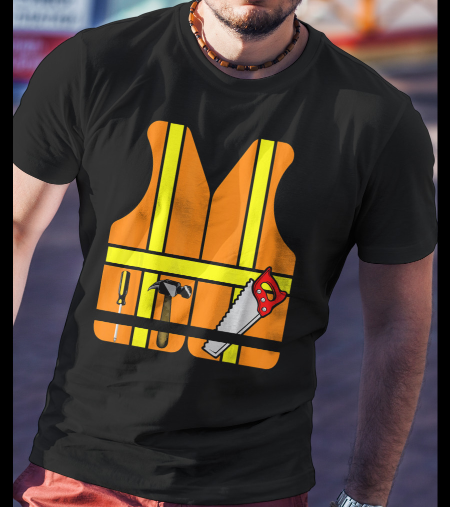 Orange Safety Vest With Tools - Construction Worker Role Play T-Shirt