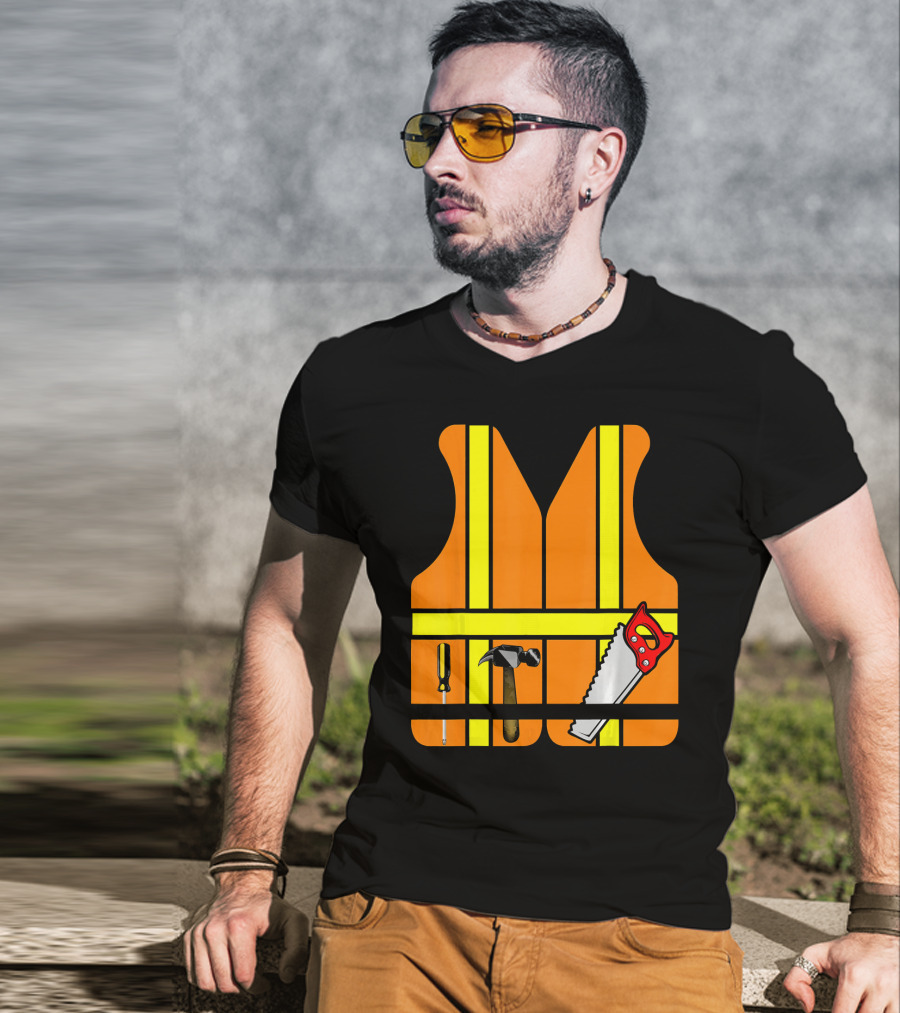 Orange Safety Vest With Tools - Construction Worker Role Play T-Shirt