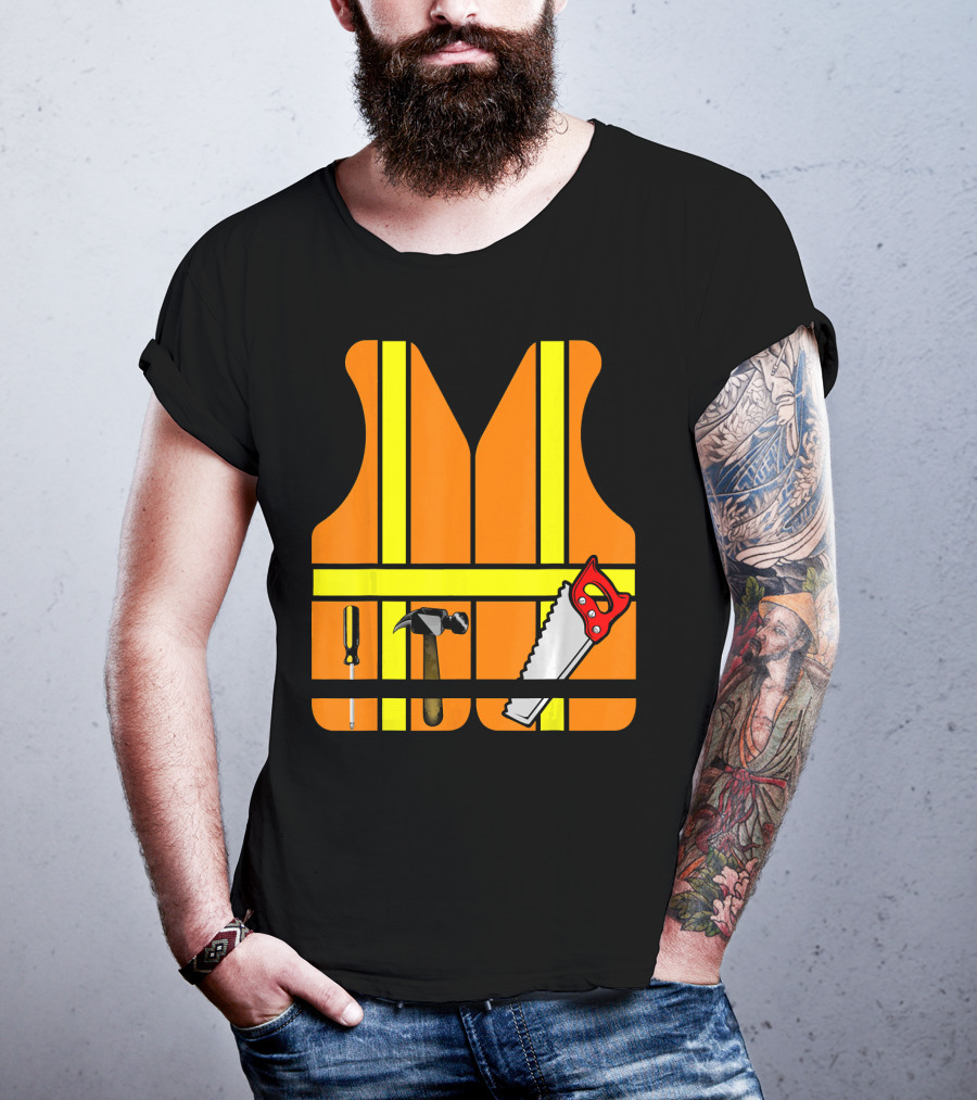 Orange Safety Vest With Tools - Construction Worker Role Play T-Shirt