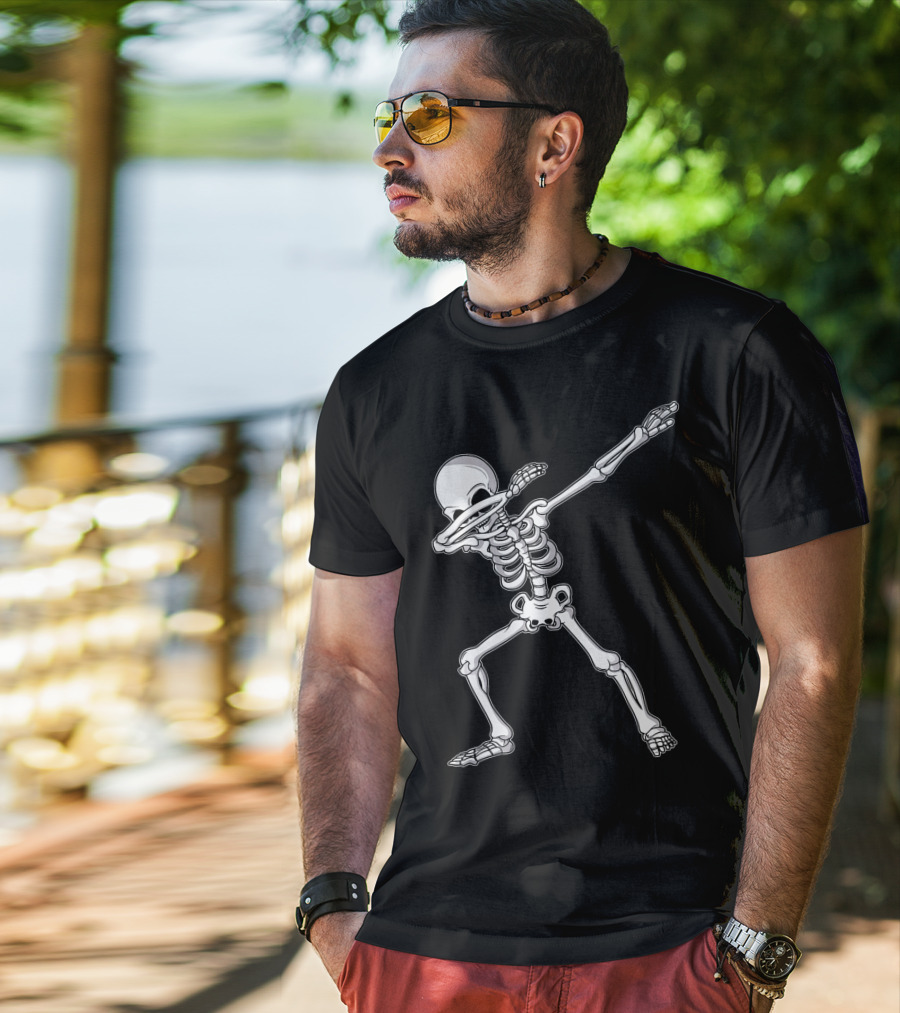 Dabbing Skeleton Kids Adult Dab Bone Dance Pose T-Shirt