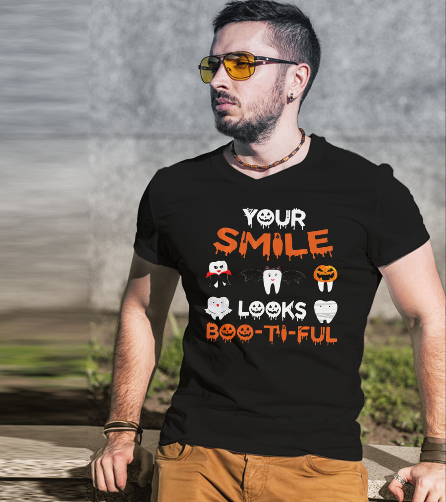 Your Smile Looks Boo-Ti-Ful Halloween Dental Teeth T-Shirt
