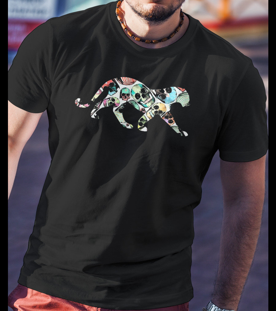 Zombie Leopard Halloween Skull T-Shirt