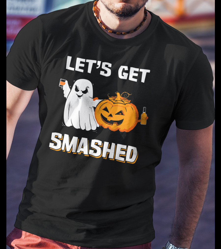 Let's Get Smashed Ghost Pumpkin Drinking T-Shirt