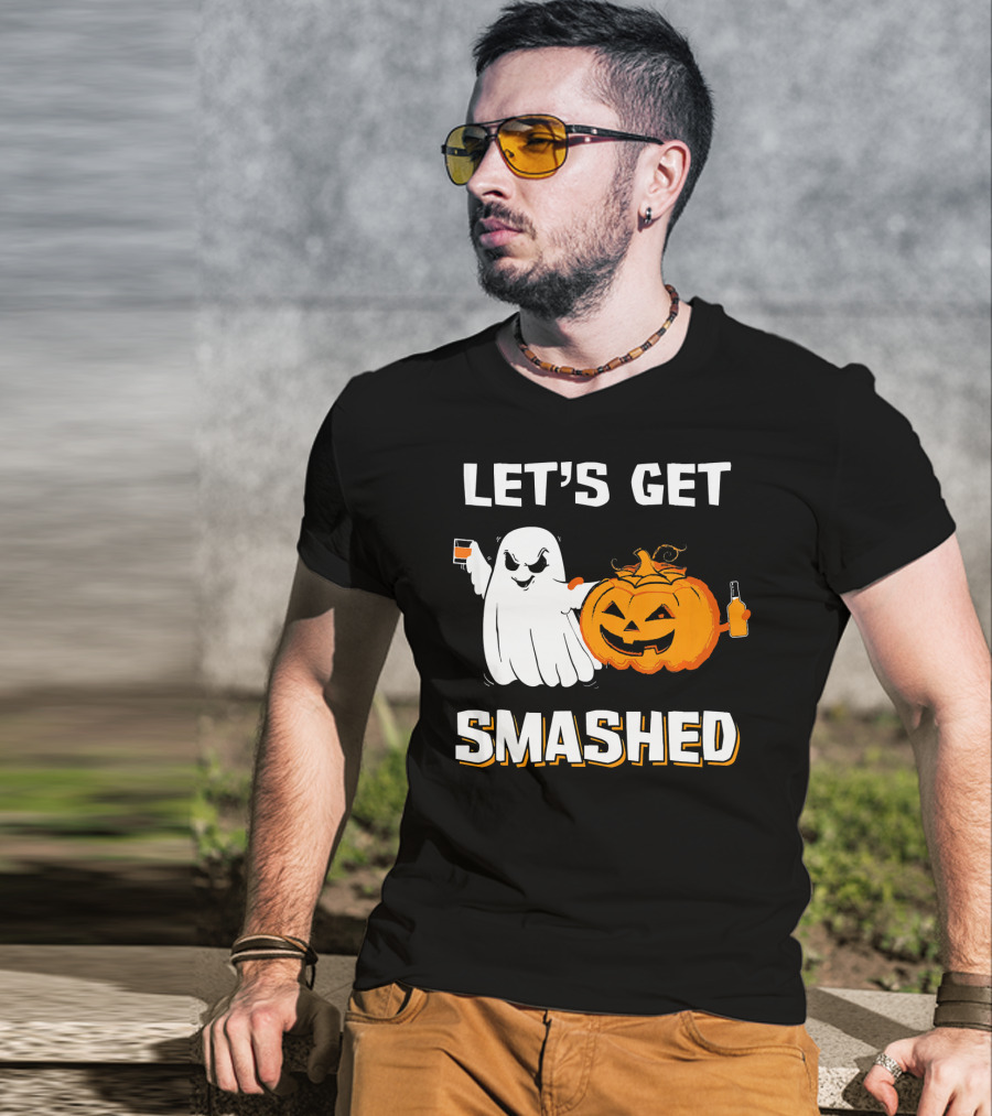 Let's Get Smashed Ghost Pumpkin Drinking T-Shirt