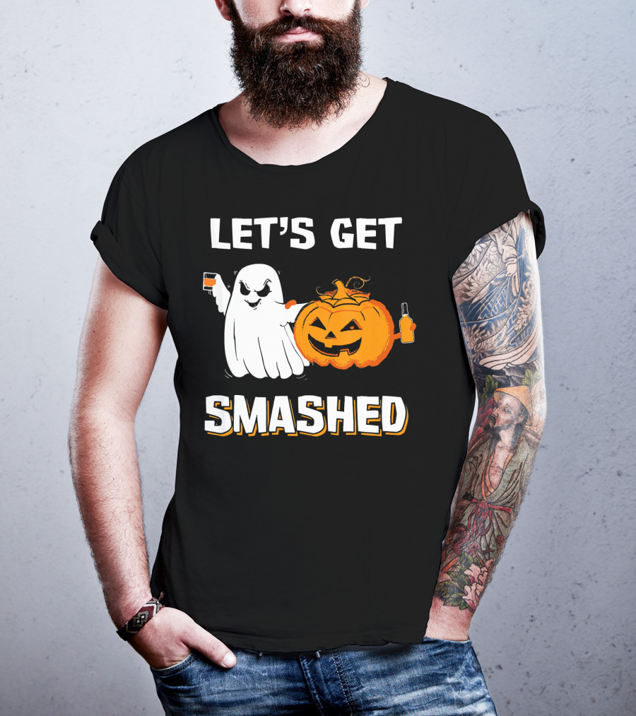 Let's Get Smashed Ghost Pumpkin Drinking T-Shirt
