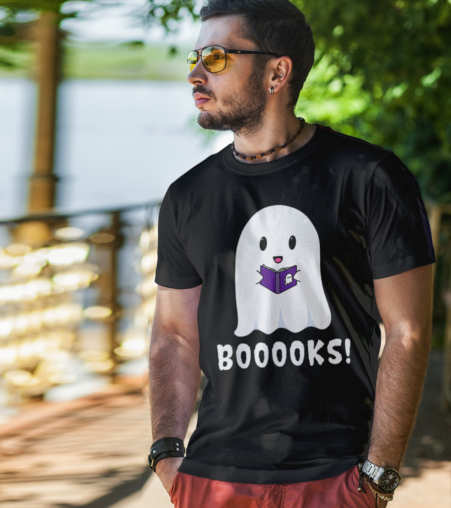 Booooks Ghost Halloween Reading Library T-Shirt