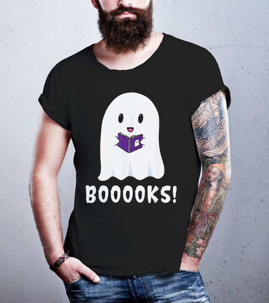 Booooks Ghost Halloween Reading Library T-Shirt