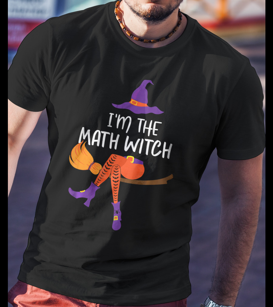 I'm The Math Witch: Purple Hat And Broomstick Rider T-Shirt