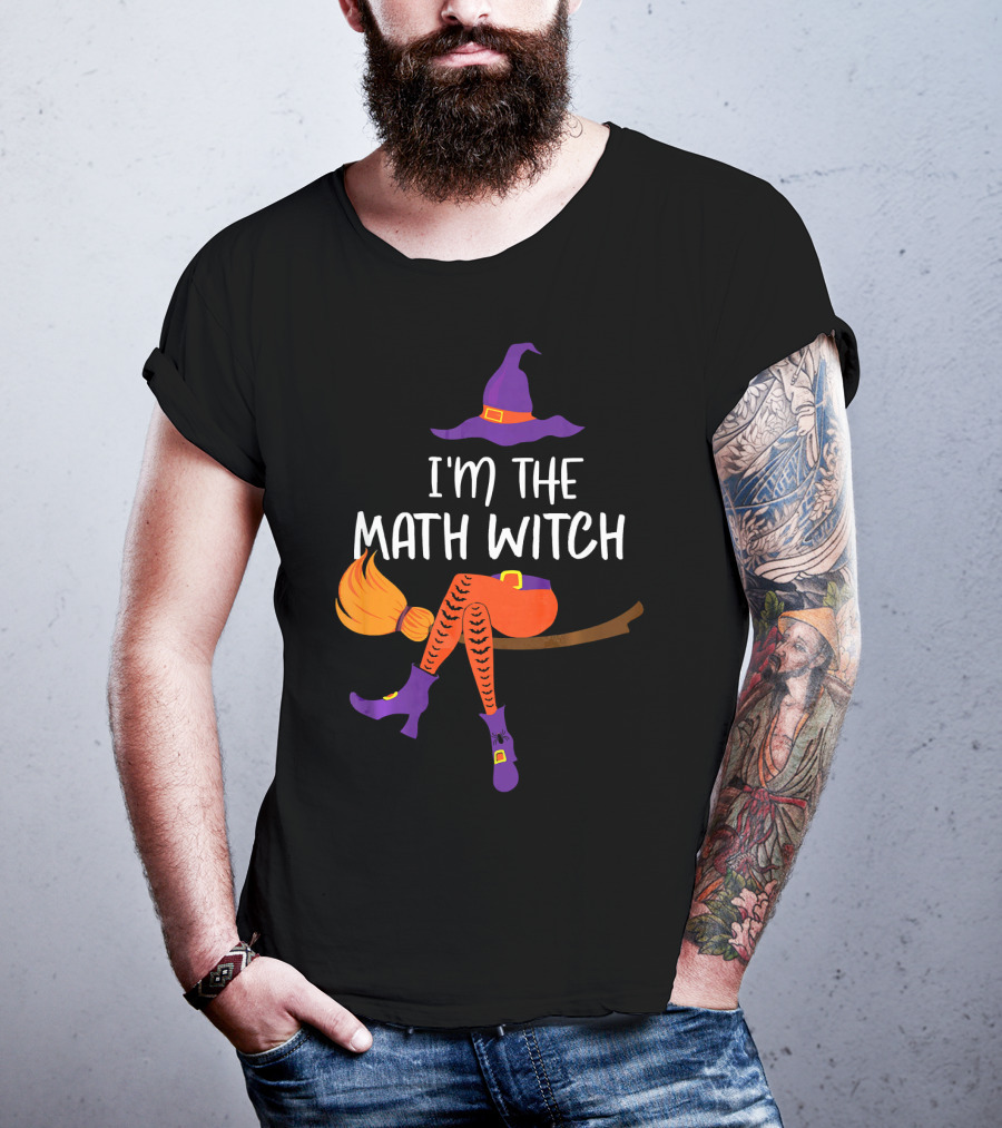 I'm The Math Witch: Purple Hat And Broomstick Rider T-Shirt
