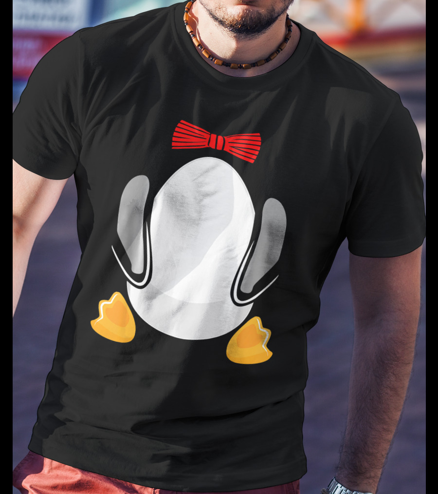 Funny Penguin Kids Halloween Costume Bowtie Feet T-Shirt